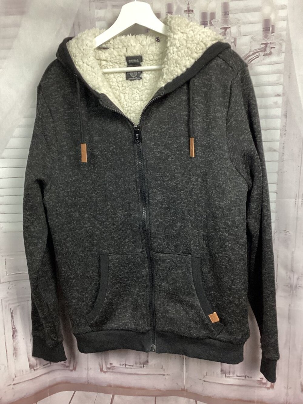 Buffalo David Bitton Gray Jacket Fleece Lined Hooded M
